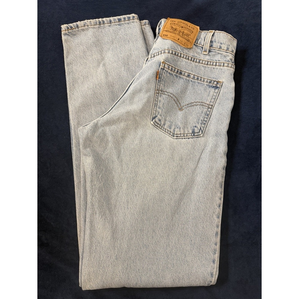 Vintage 90s Levis 550 Orange Tab Jeans 33x36 Fits 32x34 Light Wash Relaxed Boot